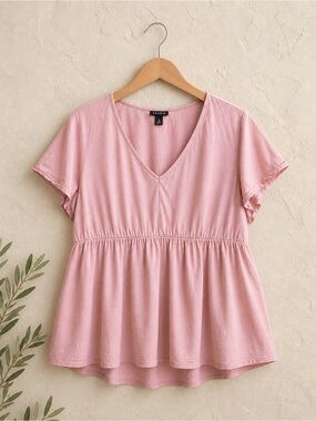 Torrid Blush Pink Babydoll Peplum Top Size 2X Plus